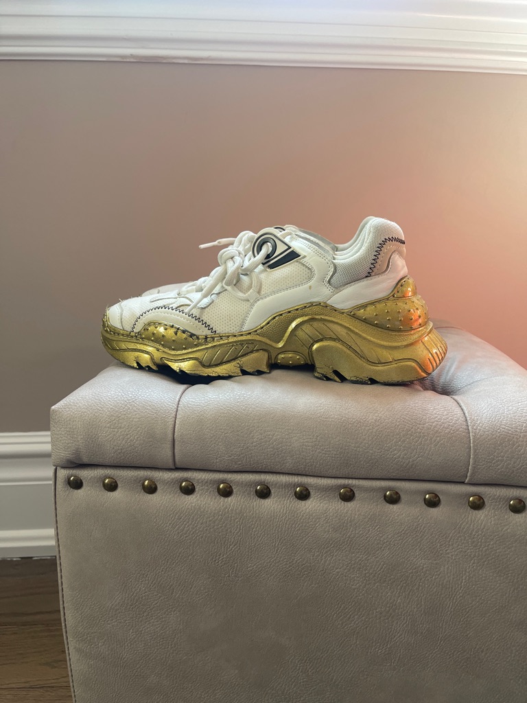 N21 White And Gold Chunky Women's Sneaker - Fashion Athletic Style